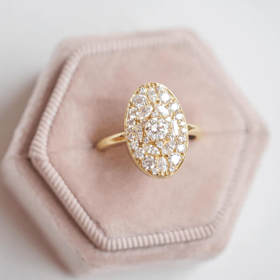 Oval Shape Diamond Mosaic Proposal Ring - Image 12