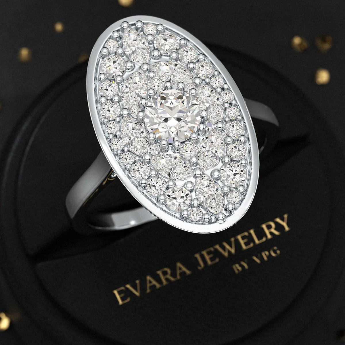 Oval Shape Diamond Mosaic Proposal Ring - Image 13