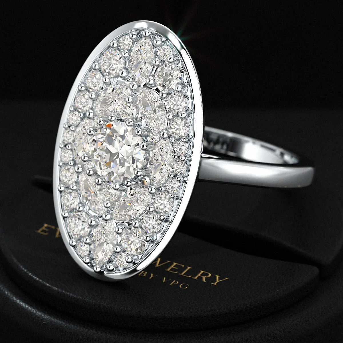 Oval Shape Diamond Mosaic Proposal Ring - Image 14
