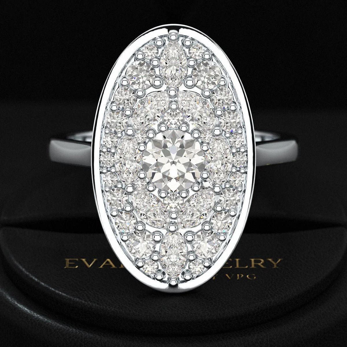 Oval Shape Diamond Mosaic Proposal Ring - Image 15