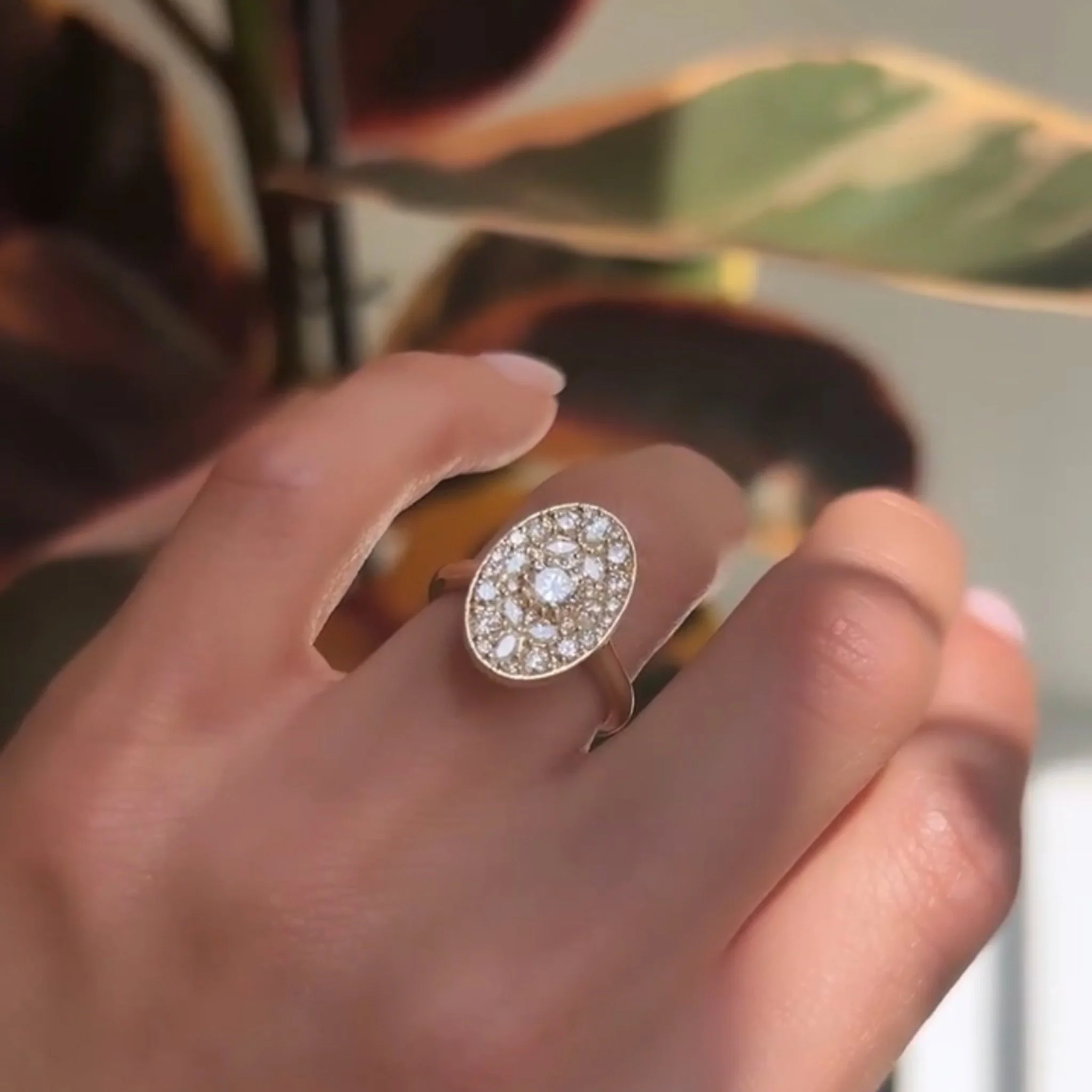 Oval Shape Diamond Mosaic Proposal Ring - Image 2