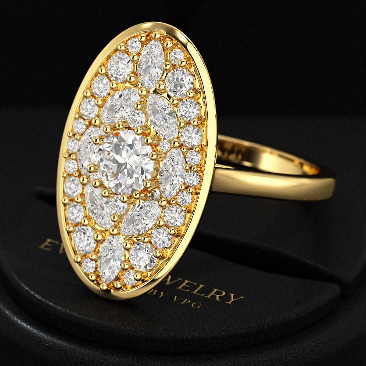 Oval Shape Diamond Mosaic Proposal Ring - Image 3