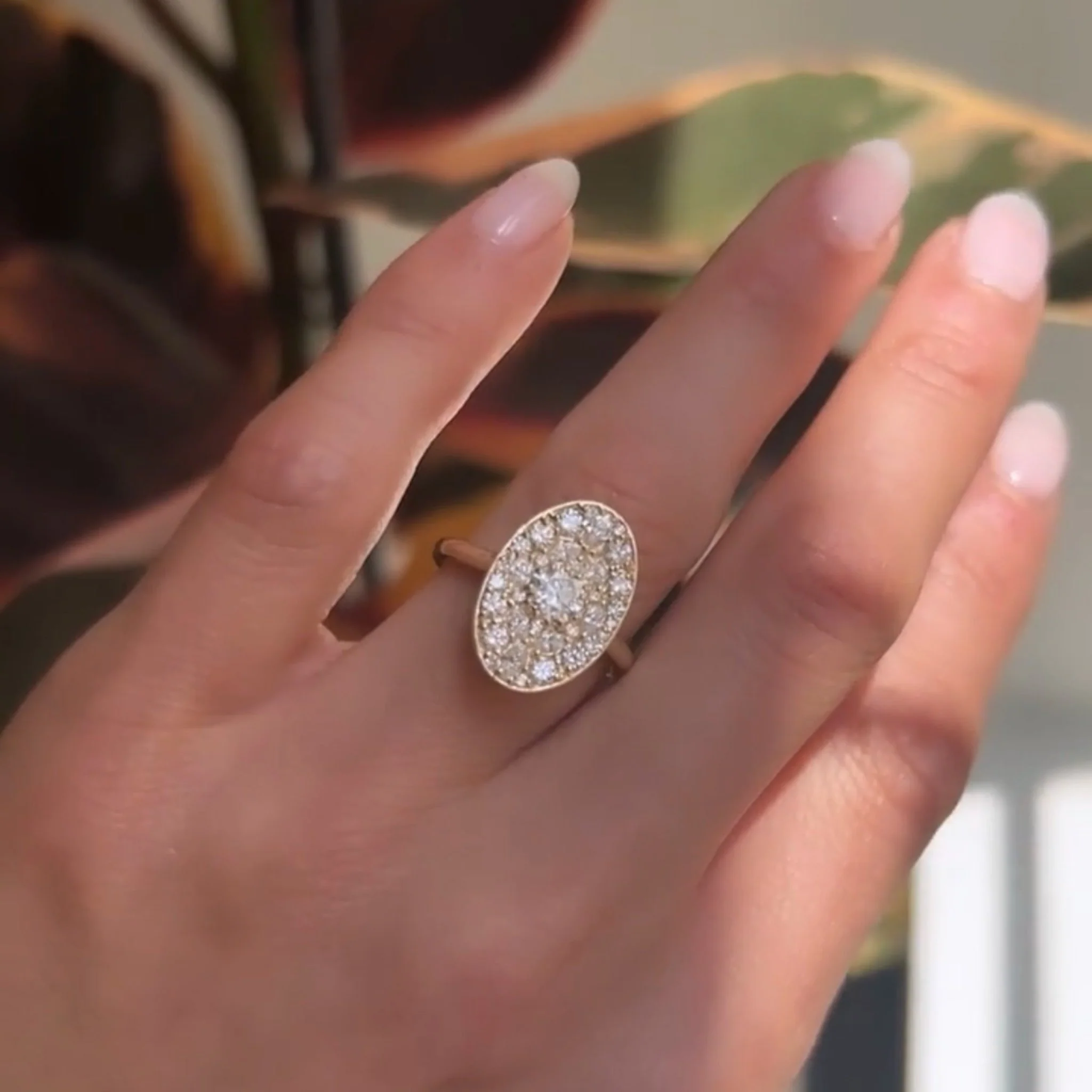 Oval Shape Diamond Mosaic Proposal Ring - Image 5