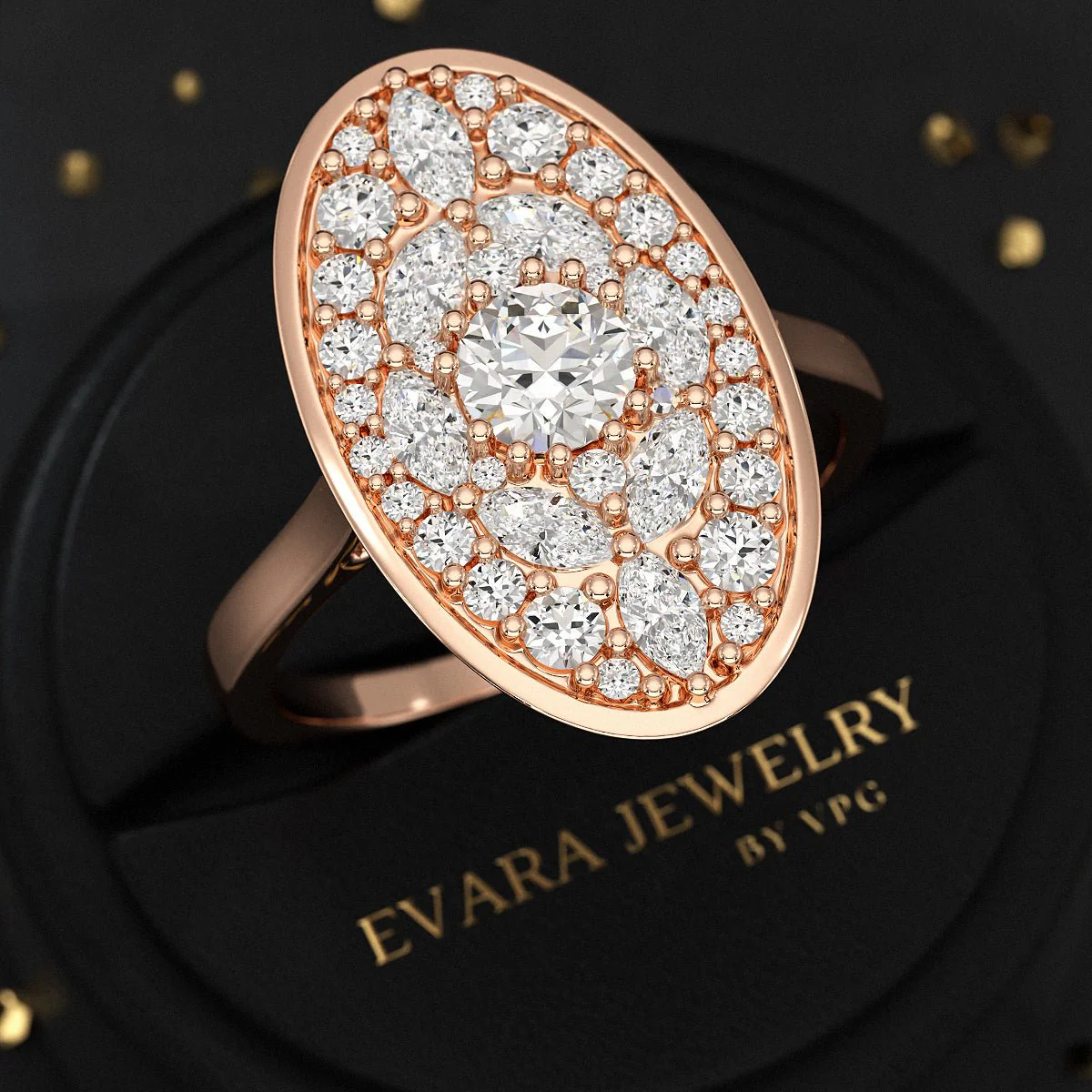 Oval Shape Diamond Mosaic Proposal Ring - Image 7