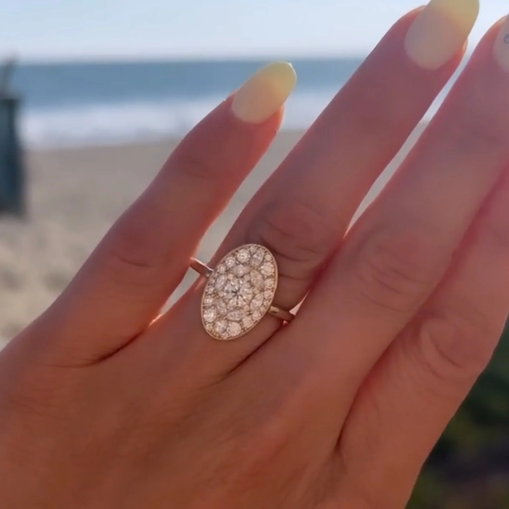 Oval Shape Diamond Mosaic Proposal Ring - Image 9