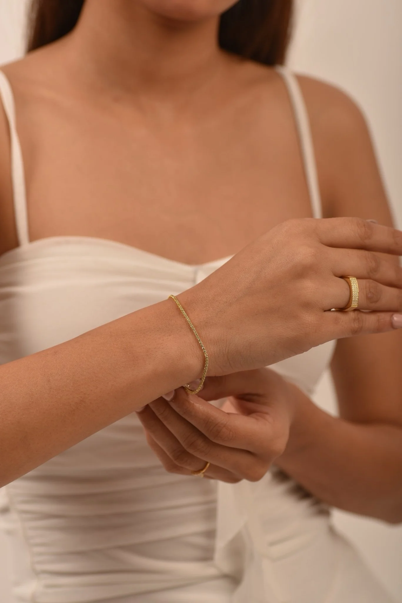 Peridot Tennis Bracelet in 14K/18K White Gold / August Birthstone Bracelet
