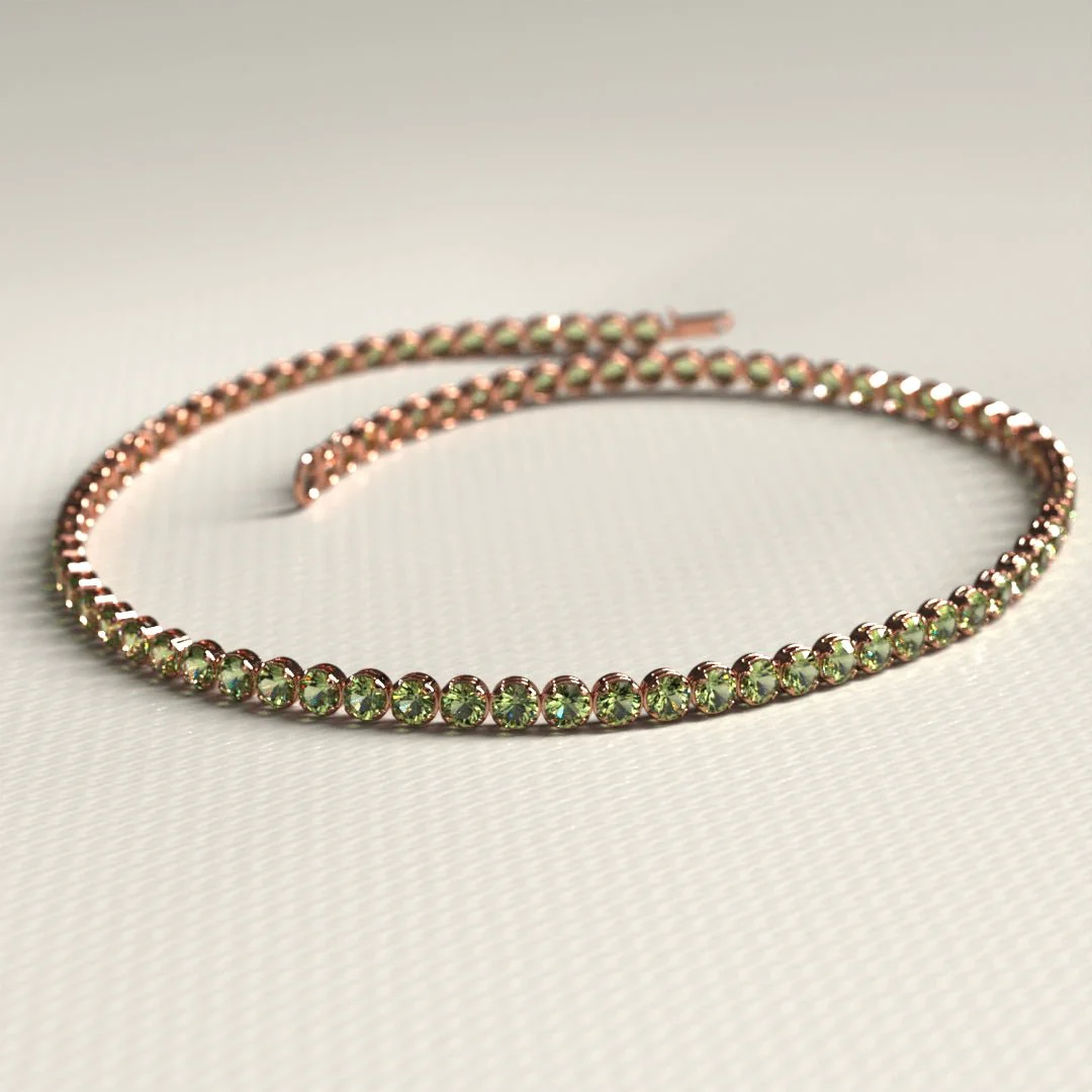 Peridot Tennis Bracelet in 14K/18K White Gold / August Birthstone Bracelet - Image 14