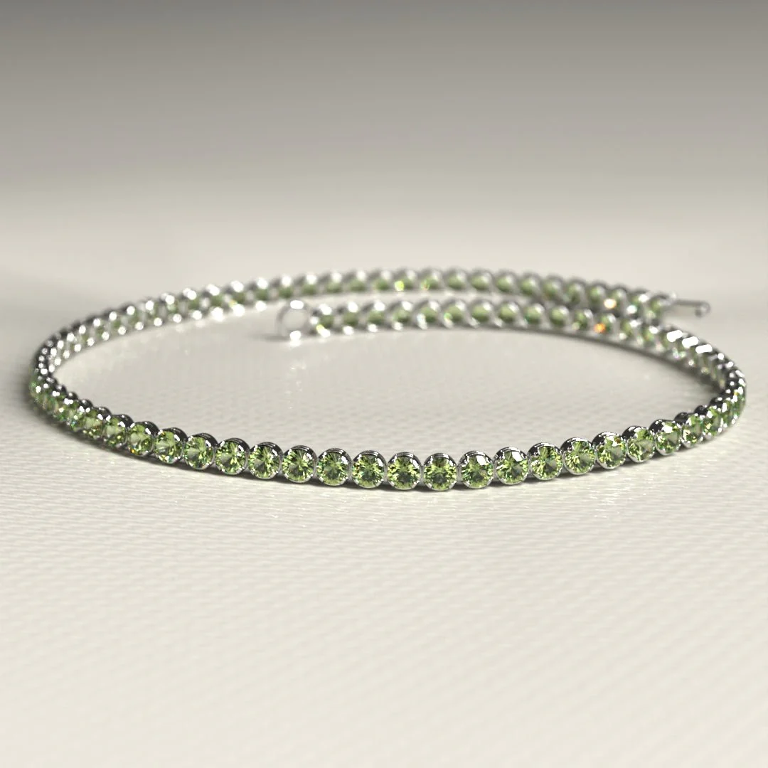 Peridot Tennis Bracelet in 14K/18K White Gold / August Birthstone Bracelet - Image 6
