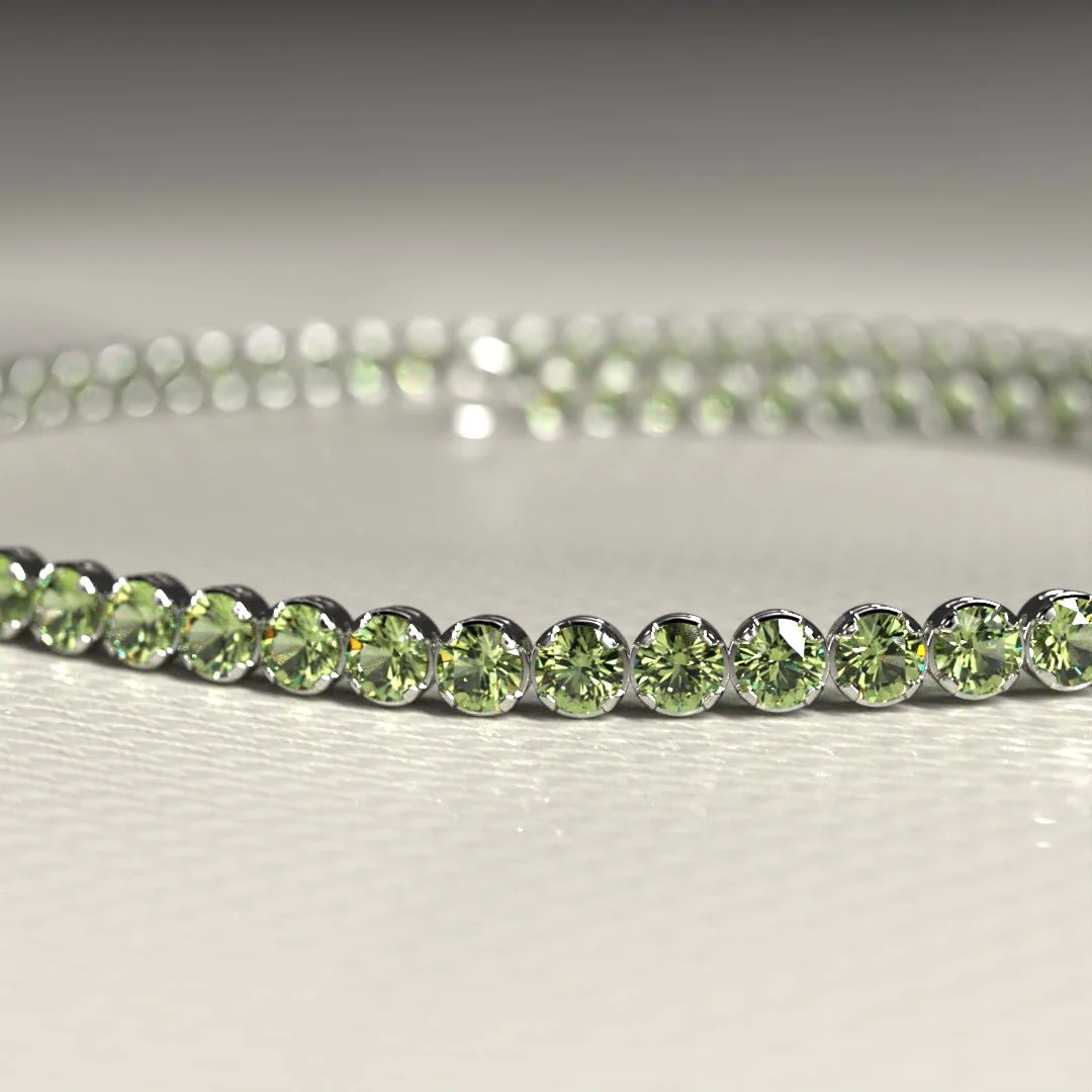 Peridot Tennis Bracelet in 14K/18K White Gold / August Birthstone Bracelet - Image 7