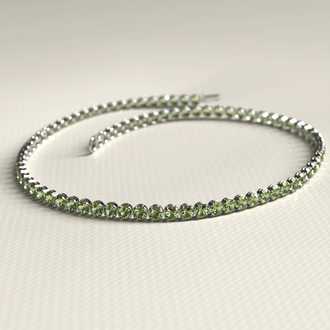 Peridot Tennis Bracelet in 14K/18K White Gold / August Birthstone Bracelet - Image 8
