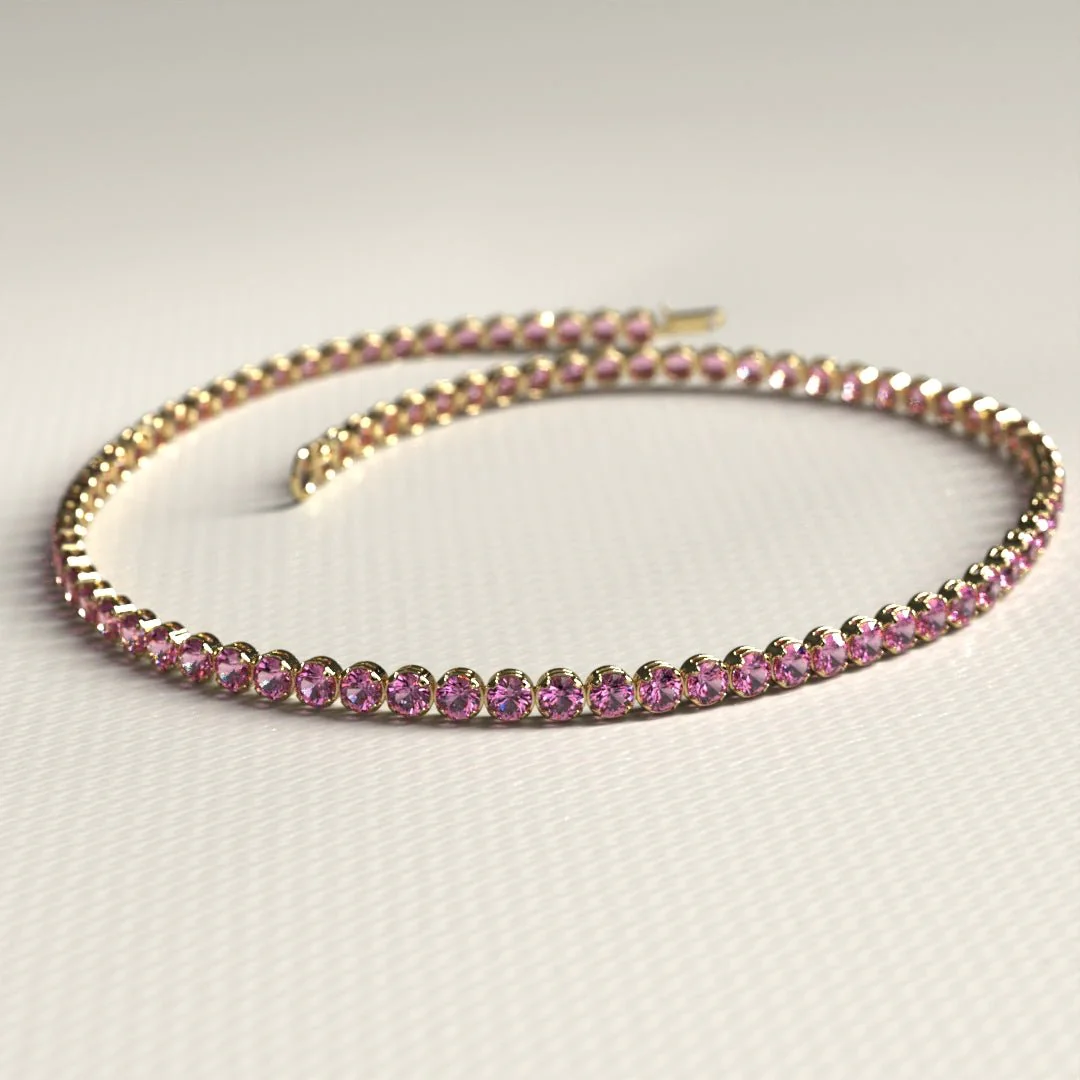 Natural Pink Sapphire Tennis Bracelet in 14K/18K Gold / September Birthstone Bracelet - Image 13