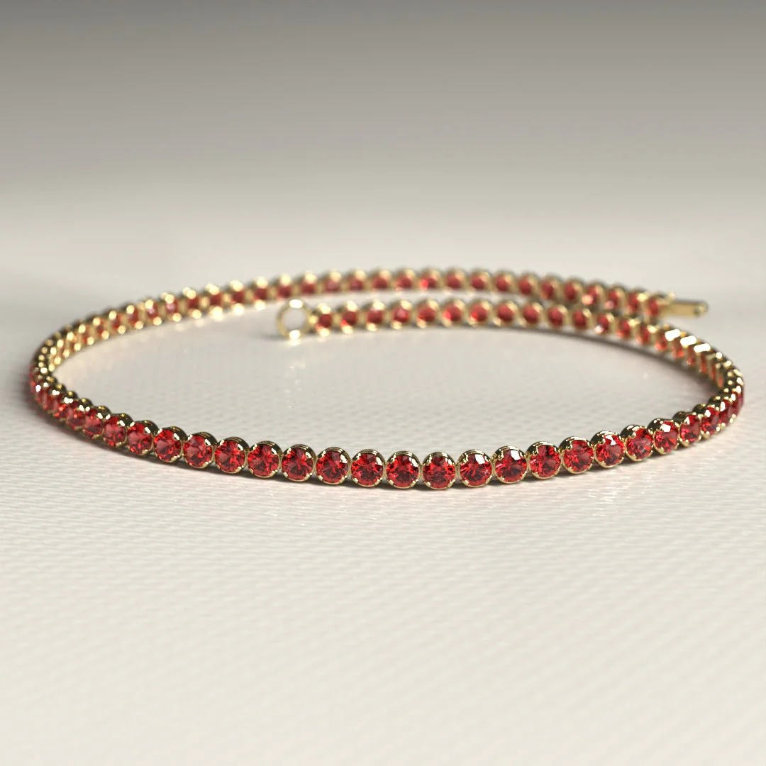 Red Garnet Tennis Bracelet in 14K/18K Solid Gold - Image 10