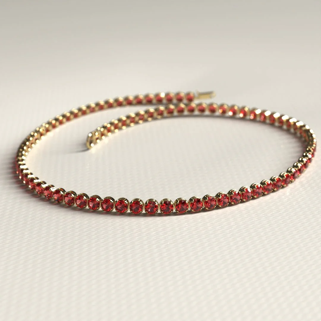 Red Garnet Tennis Bracelet in 14K/18K Solid Gold - Image 12