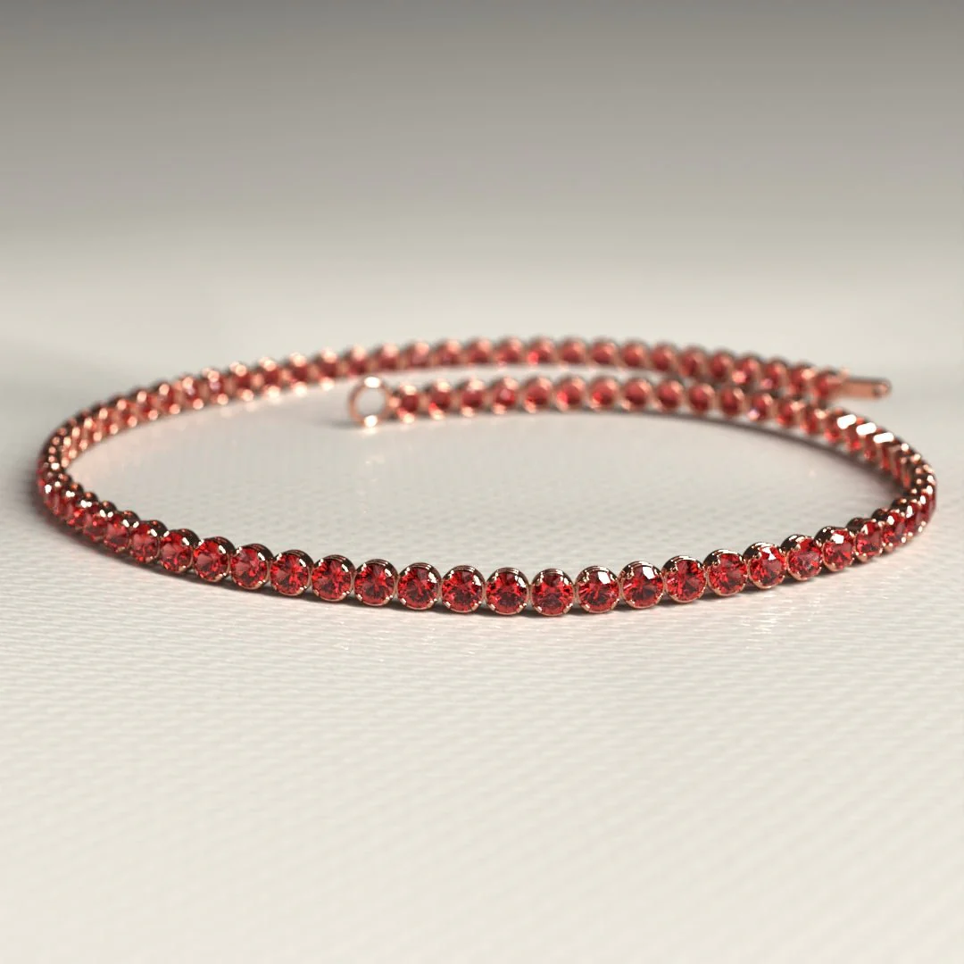 Red Garnet Tennis Bracelet in 14K/18K Solid Gold - Image 14