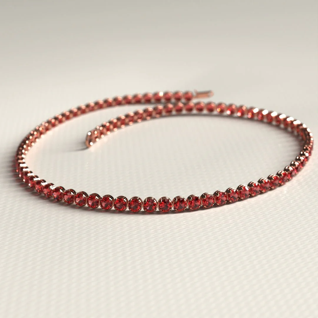 Red Garnet Tennis Bracelet in 14K/18K Solid Gold - Image 15