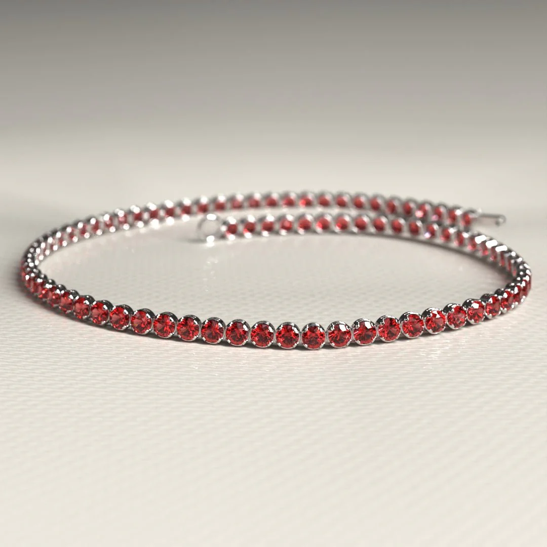 Red Garnet Tennis Bracelet in 14K/18K Solid Gold - Image 7