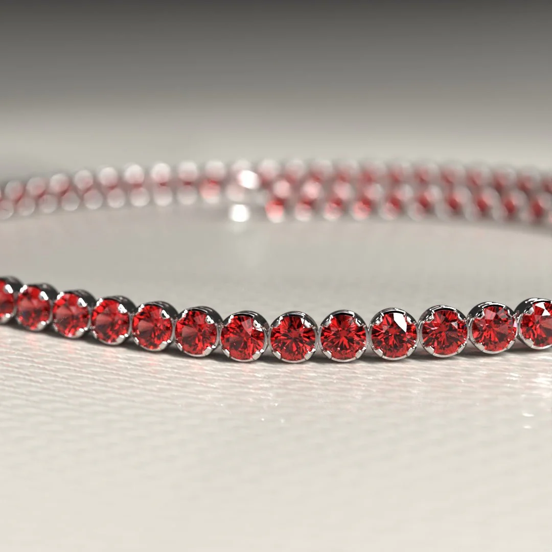 Red Garnet Tennis Bracelet in 14K/18K Solid Gold - Image 8