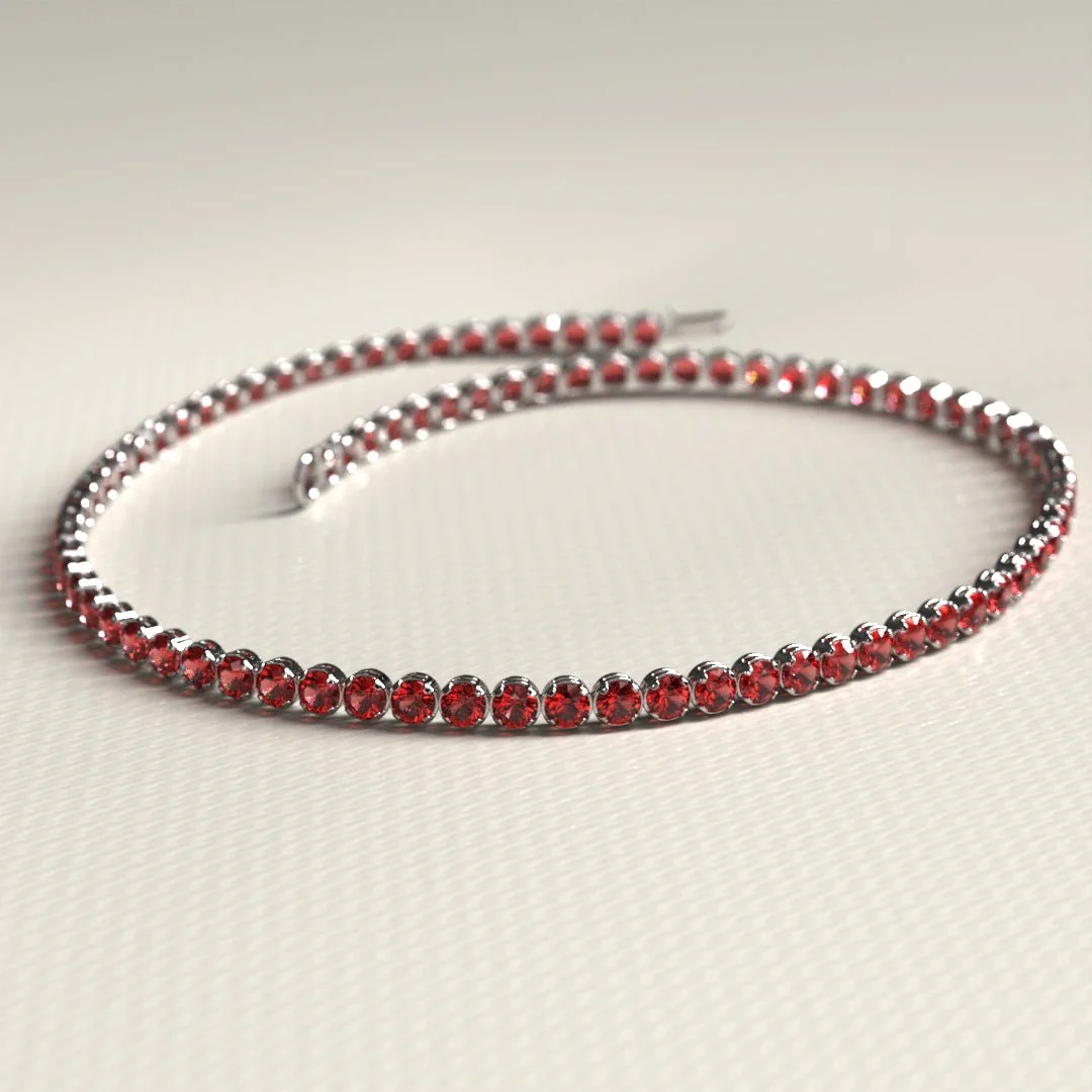 Red Garnet Tennis Bracelet in 14K/18K Solid Gold - Image 9
