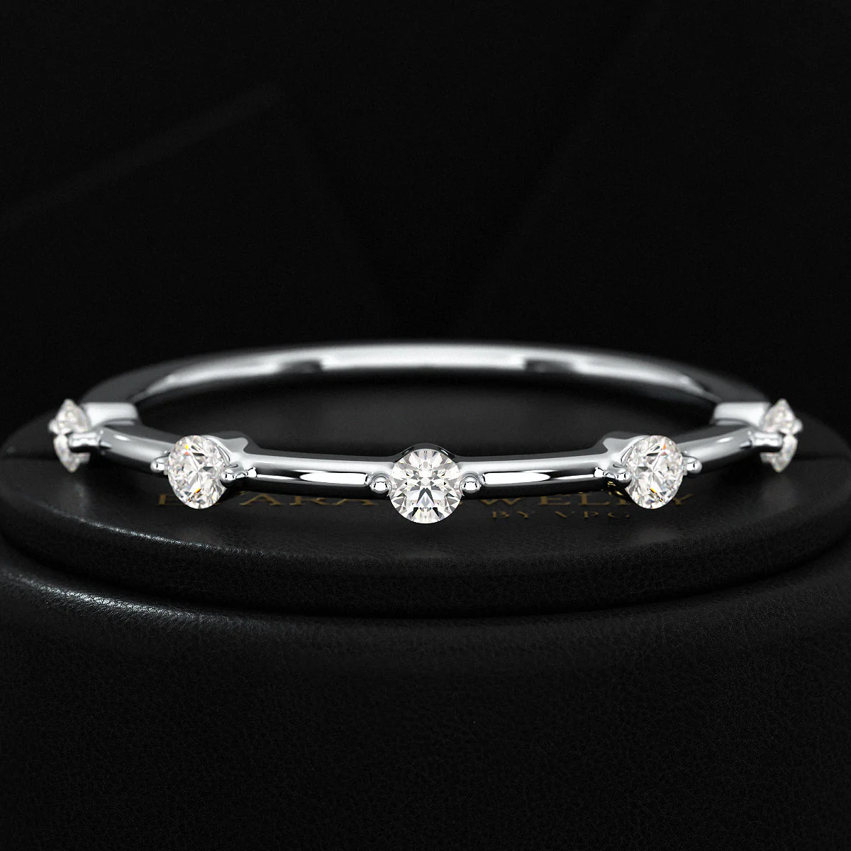 Round Cut Thin Wedding Stacking Band with Lab Grown Diamond - Image 10