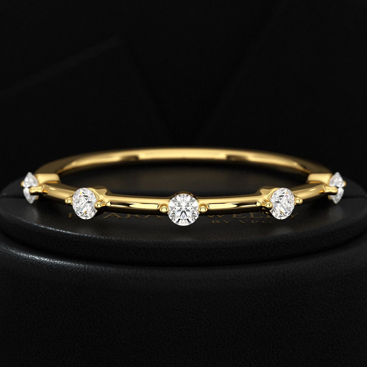 Round Cut Thin Wedding Stacking Band with Lab Grown Diamond - Image 5