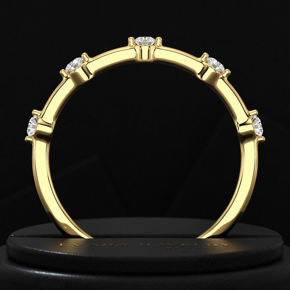 Round Cut Thin Wedding Stacking Band with Lab Grown Diamond - Image 6