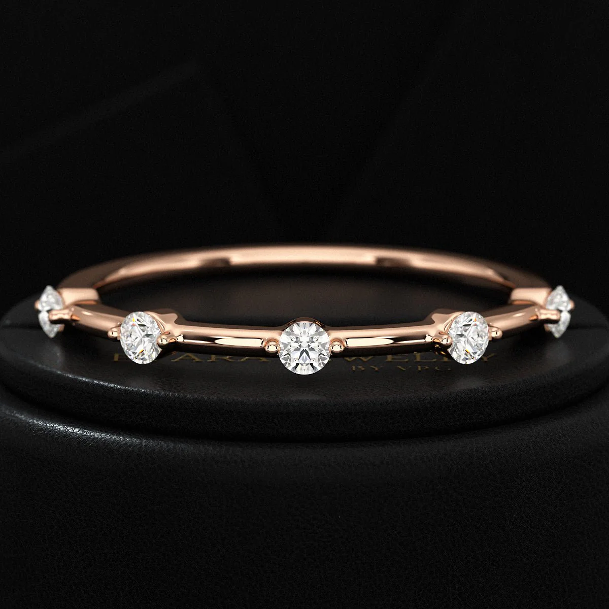 Round Cut Thin Wedding Stacking Band with Lab Grown Diamond - Image 9