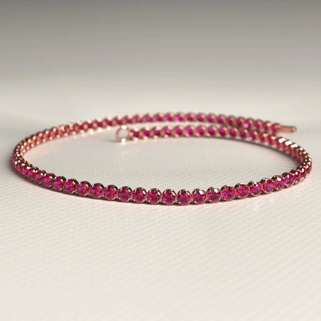 Natural Ruby Tennis Bracelet in 14K/18K Gold / July Birthstone Bracelet - Image 10