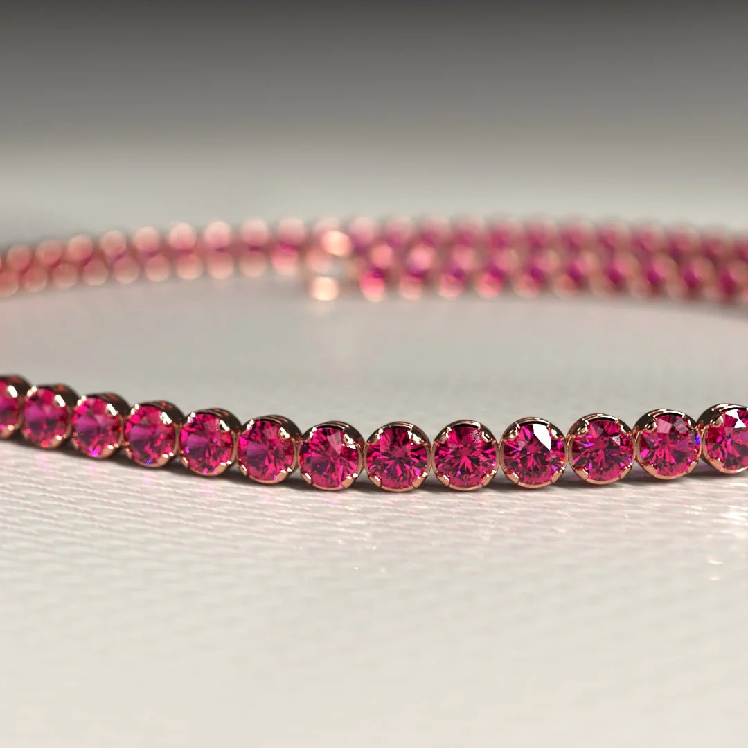 Natural Ruby Tennis Bracelet in 14K/18K Gold / July Birthstone Bracelet - Image 11
