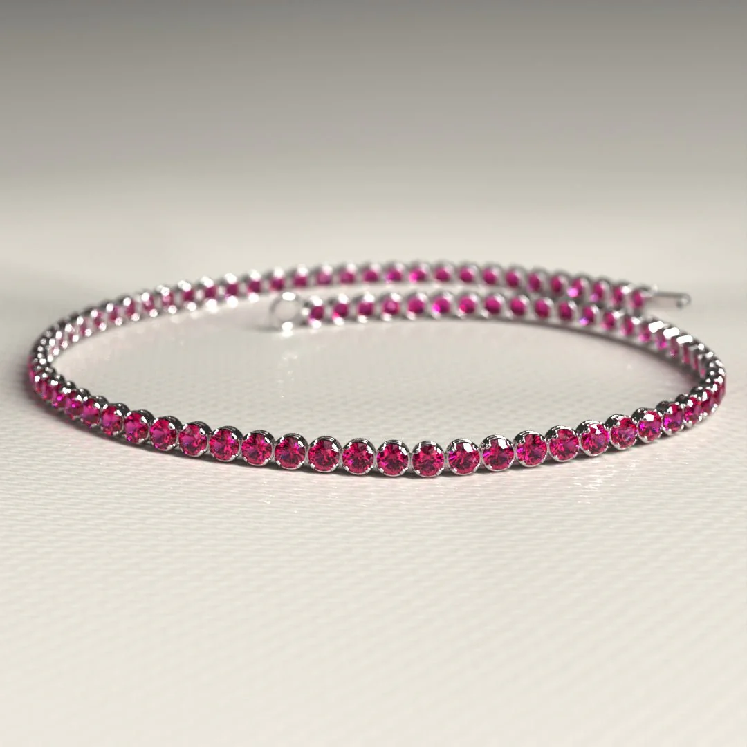 Natural Ruby Tennis Bracelet in 14K/18K Gold / July Birthstone Bracelet - Image 12