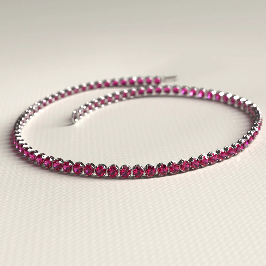 Natural Ruby Tennis Bracelet in 14K/18K Gold / July Birthstone Bracelet - Image 14