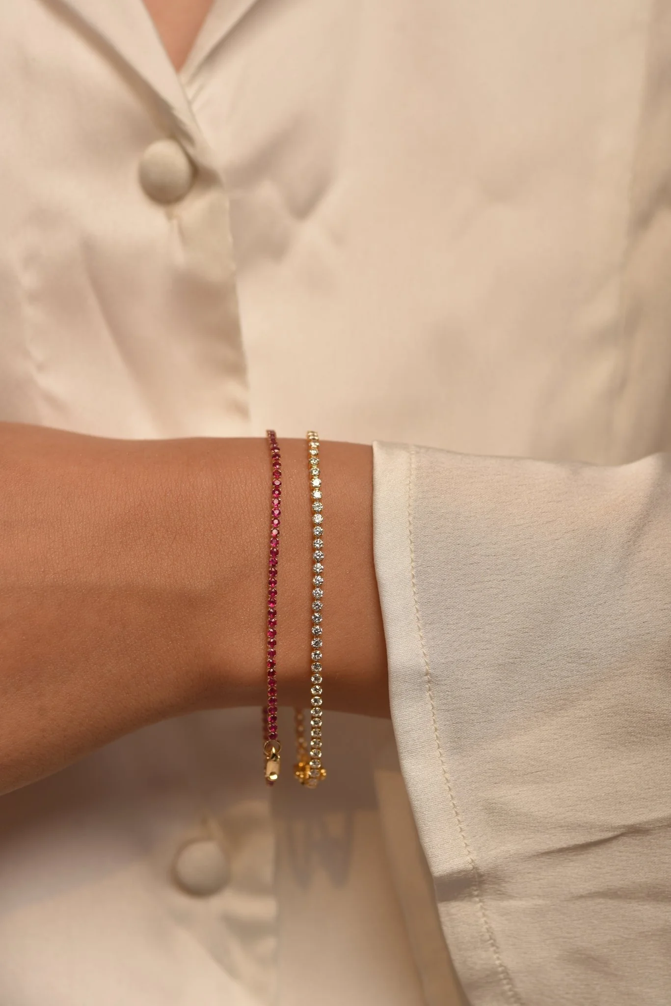 Natural Ruby Tennis Bracelet in 14K/18K Gold / July Birthstone Bracelet - Image 4