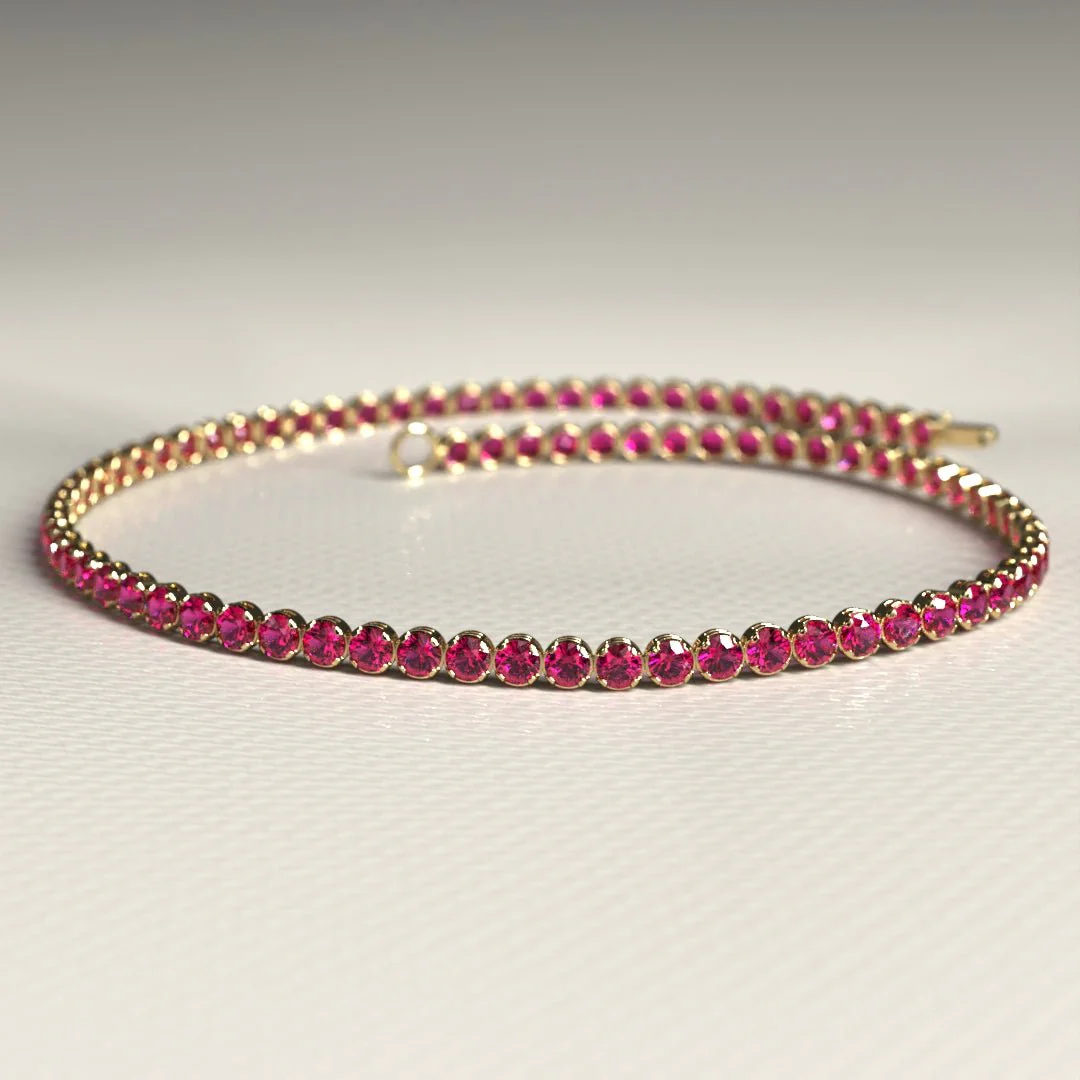Natural Ruby Tennis Bracelet in 14K/18K Gold / July Birthstone Bracelet - Image 6
