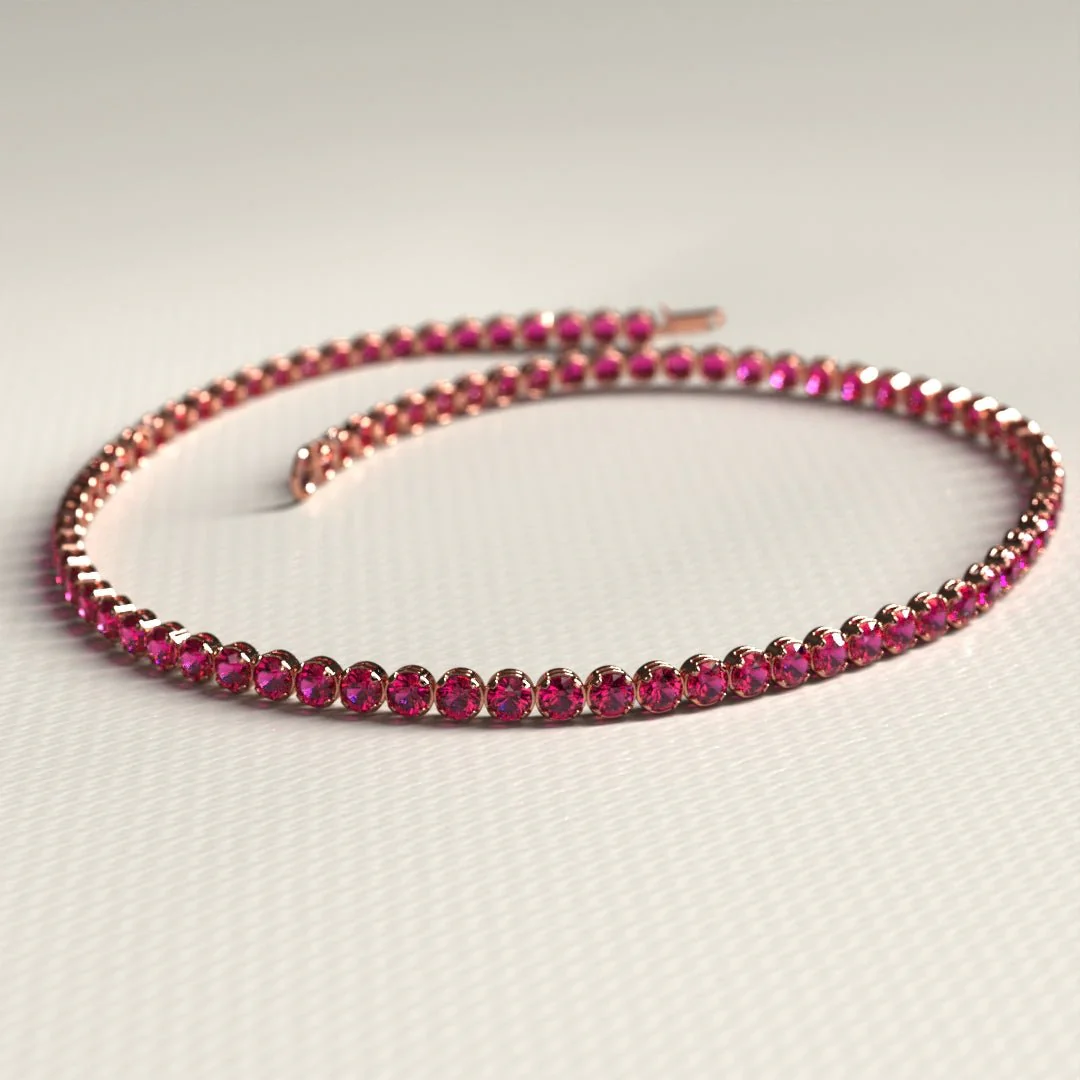 Natural Ruby Tennis Bracelet in 14K/18K Gold / July Birthstone Bracelet - Image 7