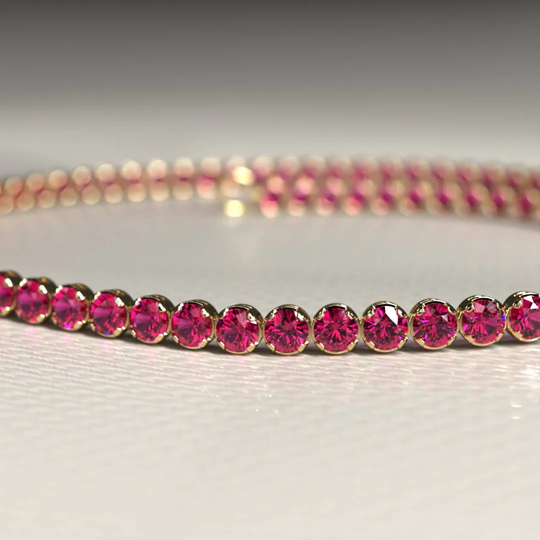 Natural Ruby Tennis Bracelet in 14K/18K Gold / July Birthstone Bracelet - Image 8