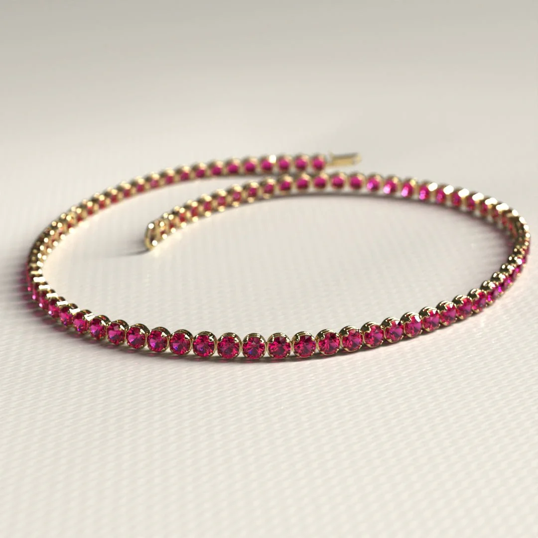 Natural Ruby Tennis Bracelet in 14K/18K Gold / July Birthstone Bracelet - Image 9