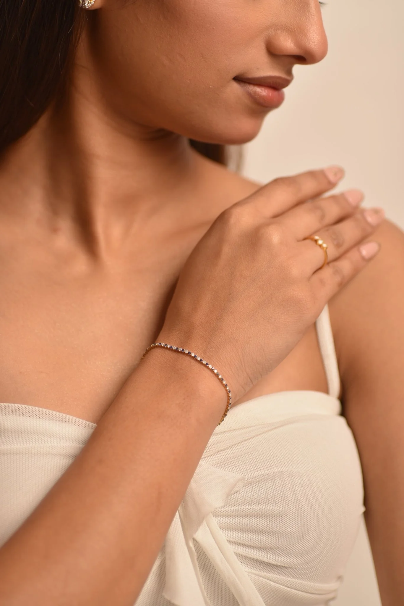 Natural Sapphire & Diamond Alternate Tennis Bracelet in 14K/18K Gold - Image 3