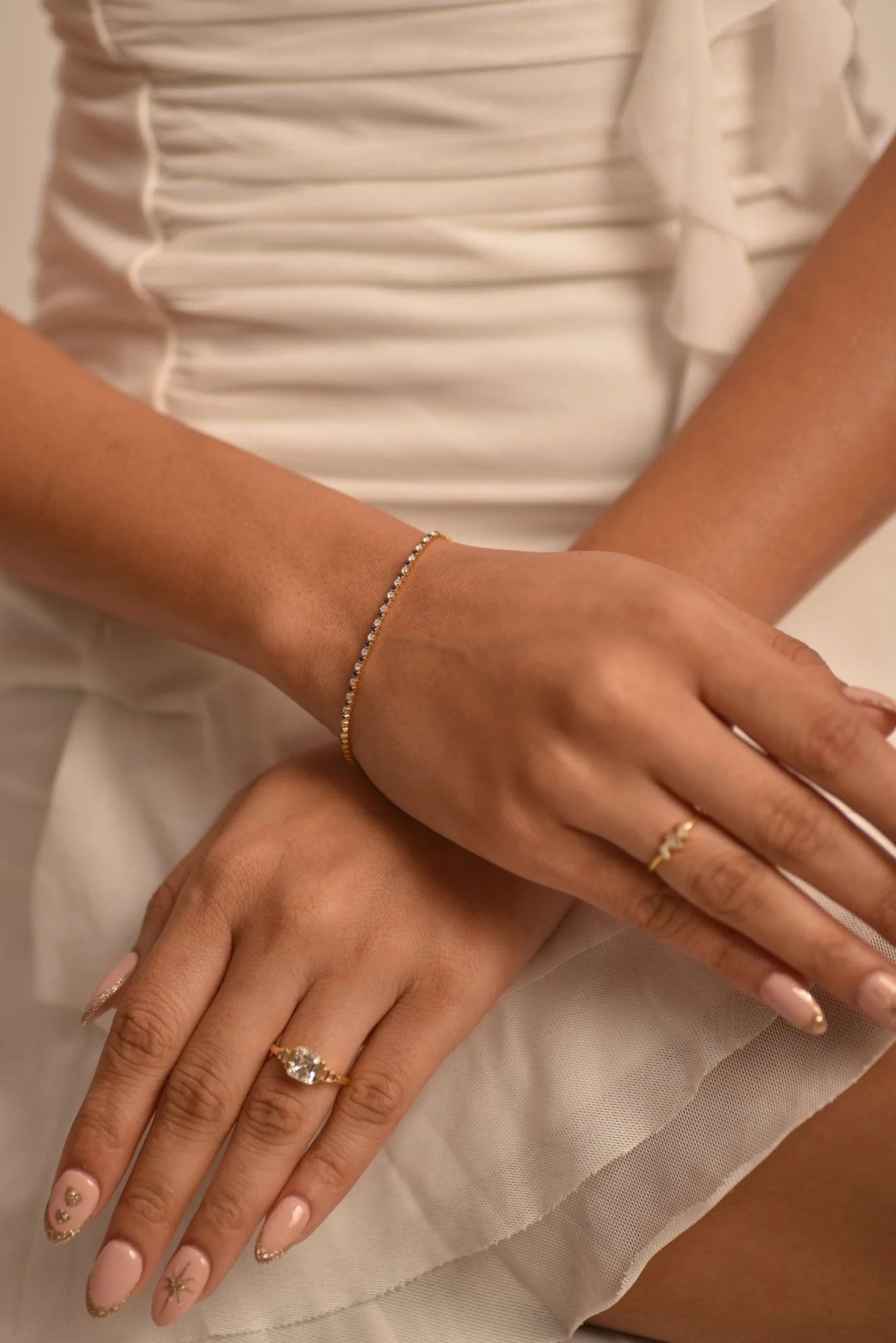 Natural Sapphire & Diamond Alternate Tennis Bracelet in 14K/18K Gold - Image 4