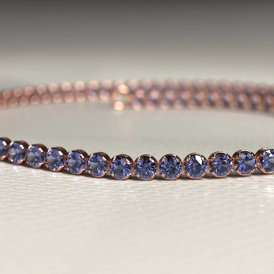 Tanzanite Tennis Bracelet in 14K/18K Gold / December Birthstone Bracelet - Image 10
