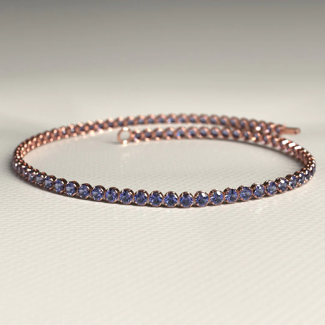 Tanzanite Tennis Bracelet in 14K/18K Gold / December Birthstone Bracelet - Image 11