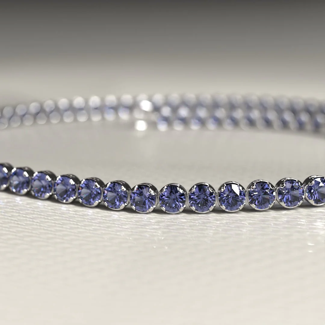 Tanzanite Tennis Bracelet in 14K/18K Gold / December Birthstone Bracelet - Image 3