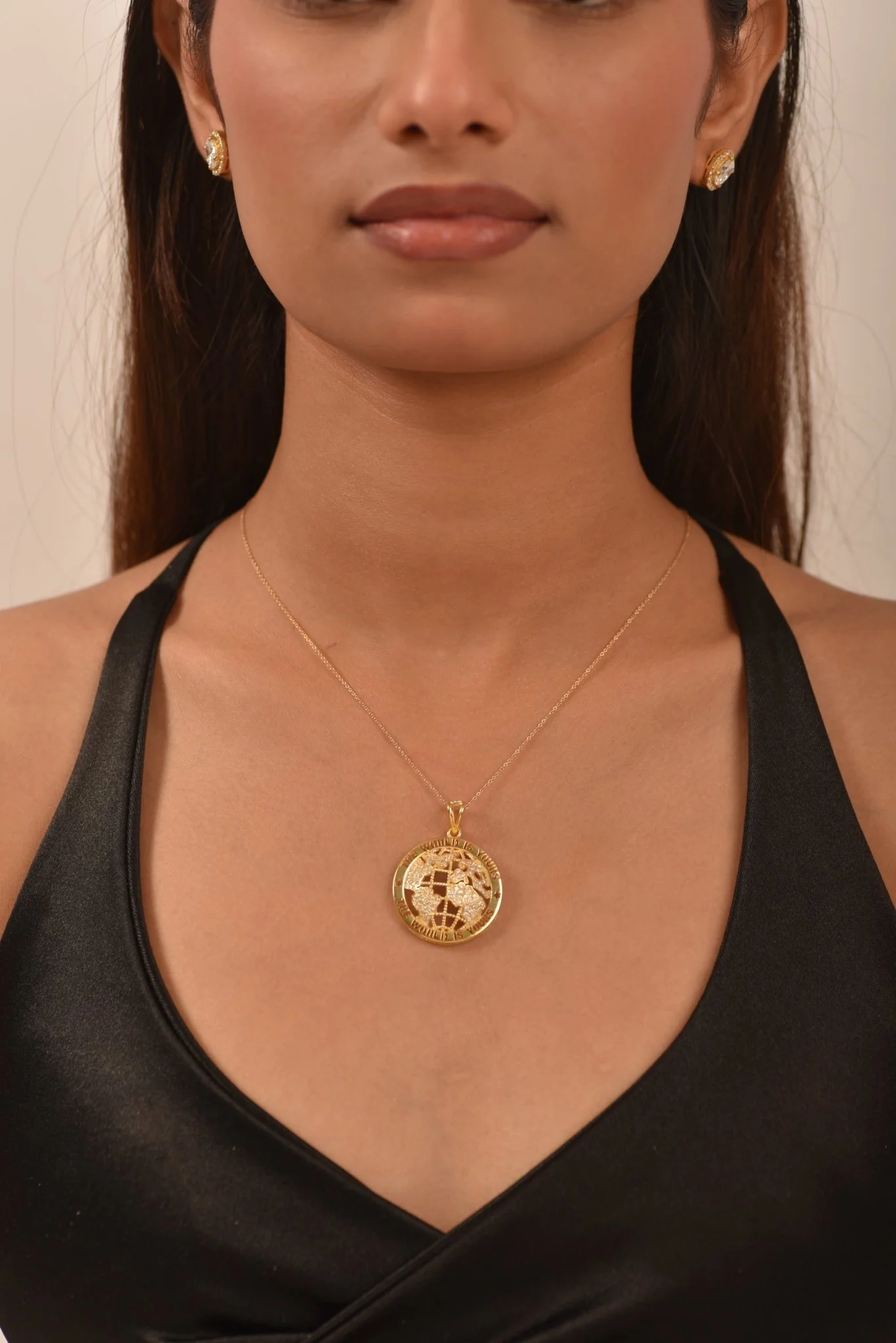 The World Is Yours Diamond Globe Pendant Necklace - Image 2