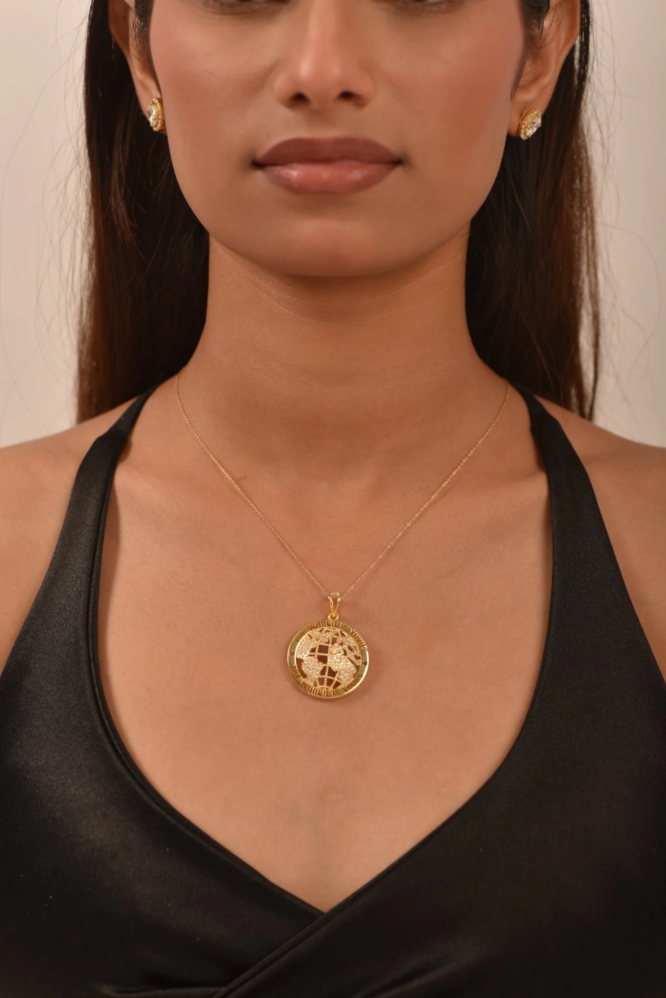 The World Is Yours Diamond Globe Pendant Necklace - Image 4