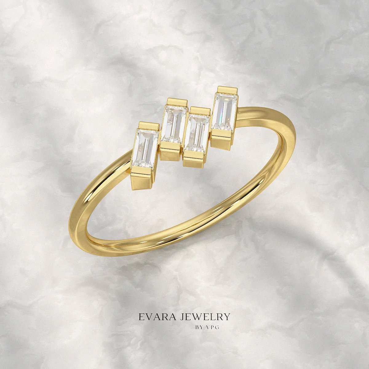 Tilted Baguette Diamond Ring - Image 9