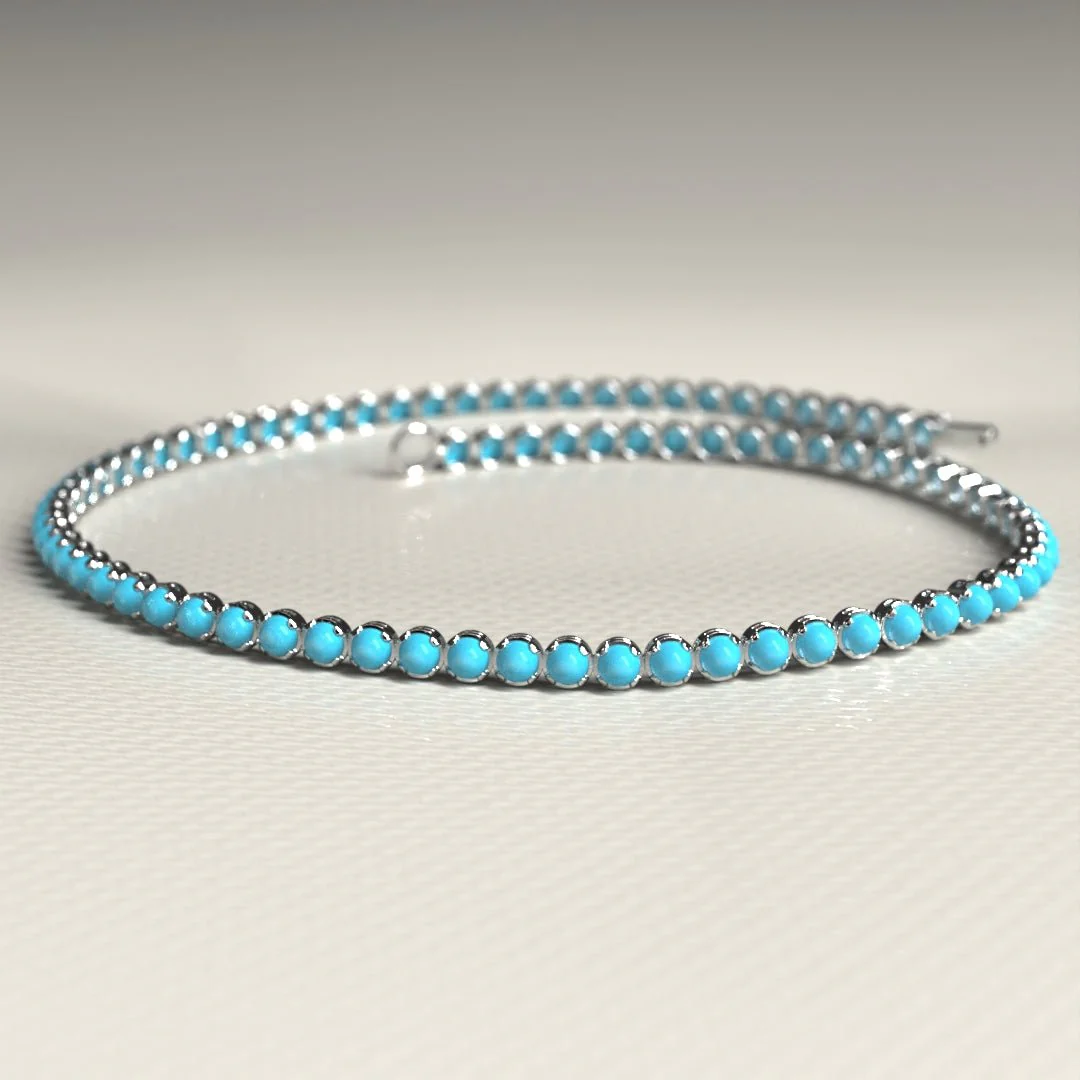 Turquoise Tennis Bracelet in 14K/18K Gold - Image 10