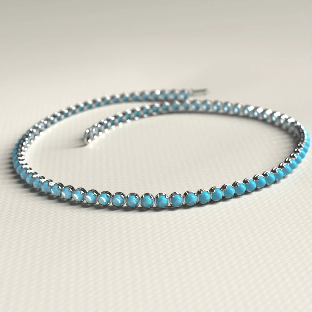 Turquoise Tennis Bracelet in 14K/18K Gold - Image 14