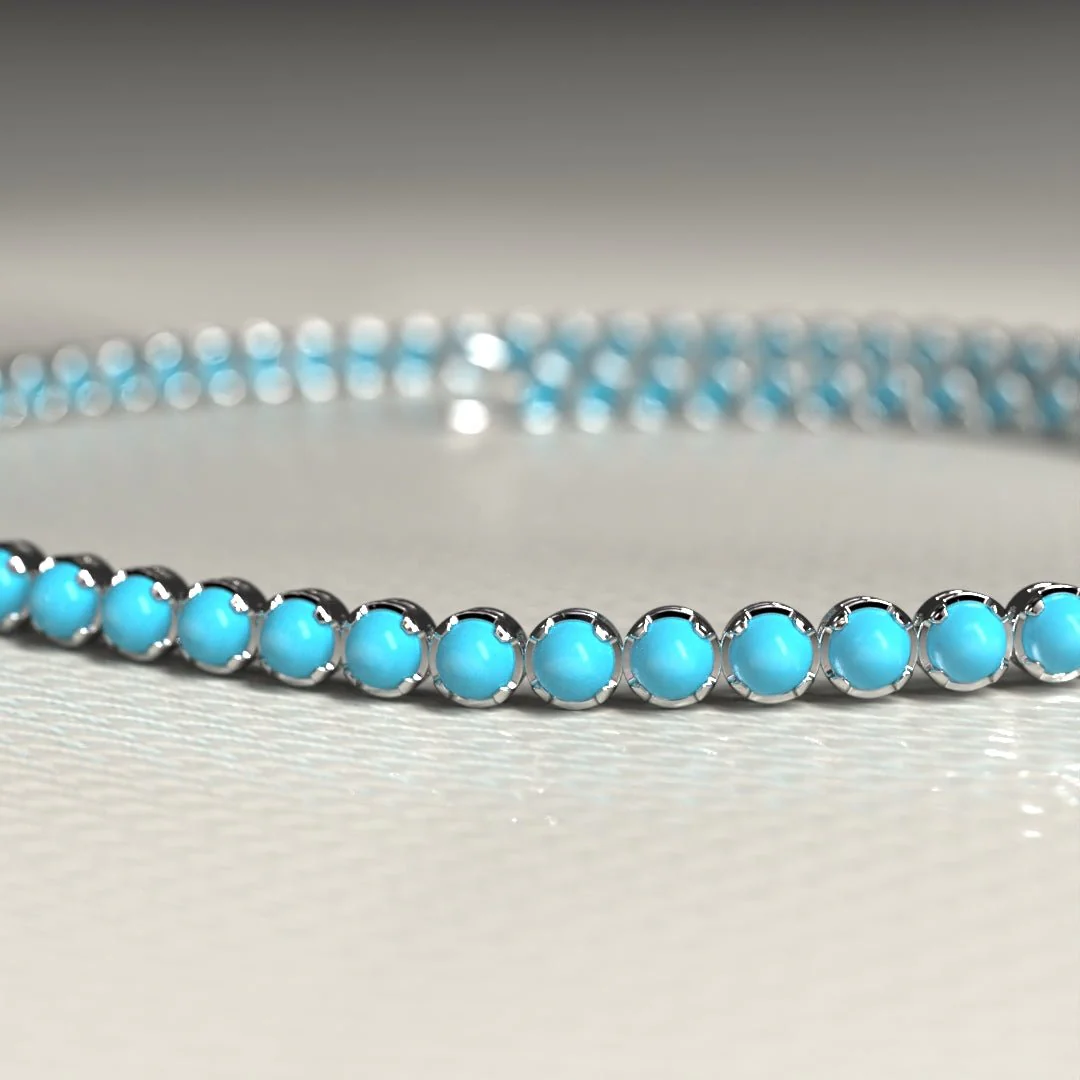 Turquoise Tennis Bracelet in 14K/18K Gold - Image 15