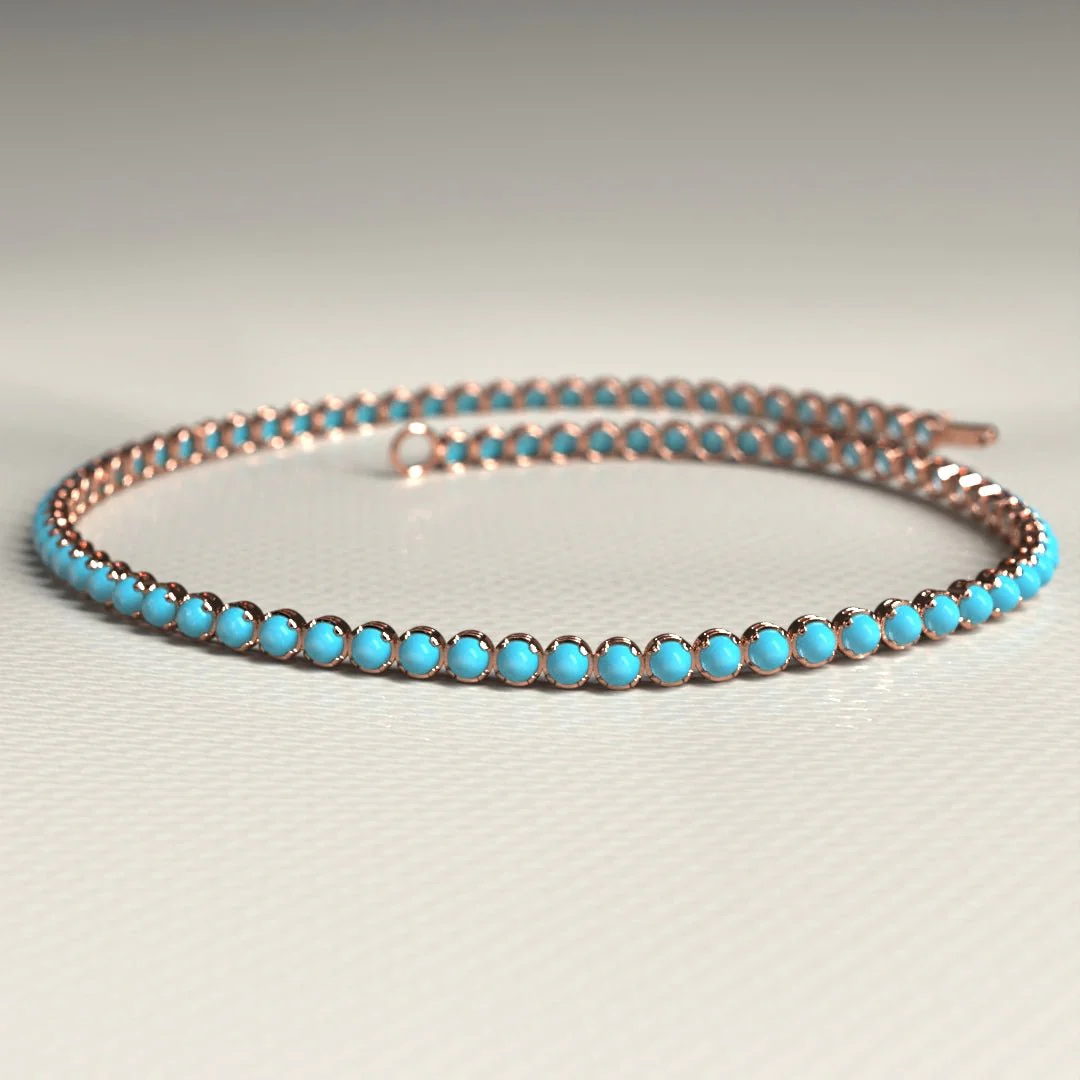 Turquoise Tennis Bracelet in 14K/18K Gold - Image 16