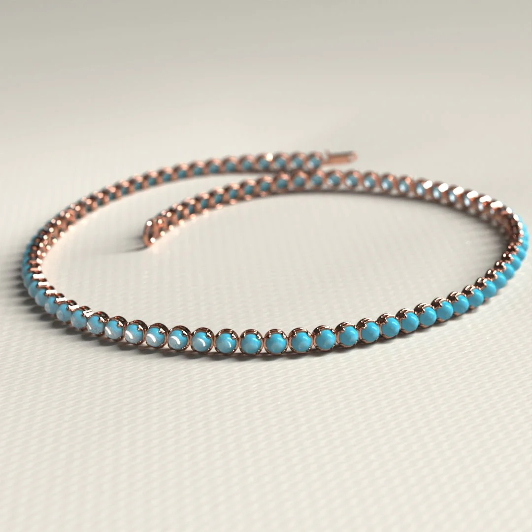 Turquoise Tennis Bracelet in 14K/18K Gold - Image 17