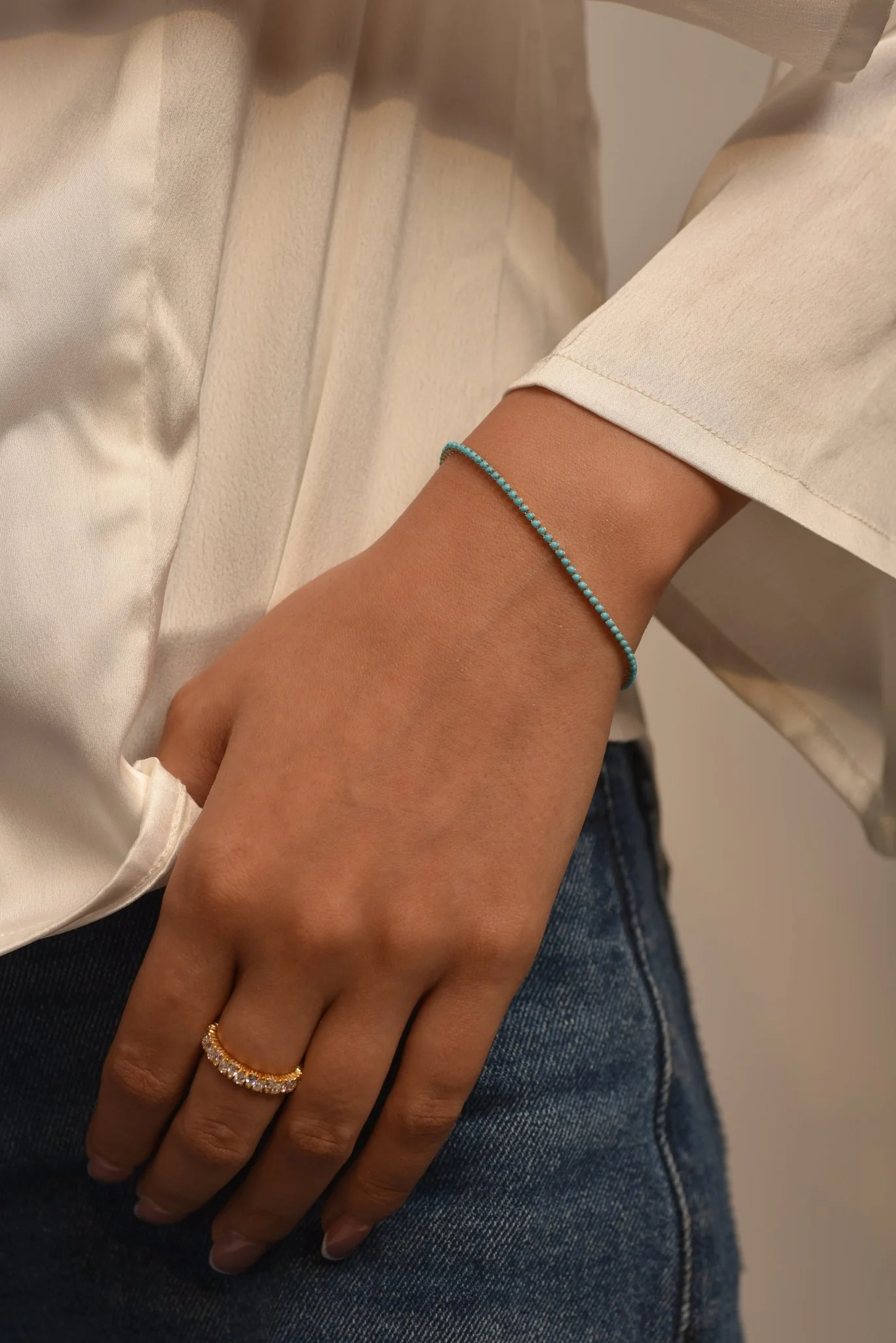 Turquoise Tennis Bracelet in 14K/18K Gold - Image 4