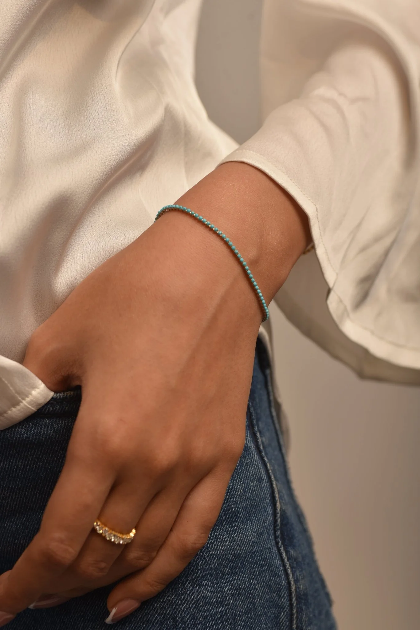 Turquoise Tennis Bracelet in 14K/18K Gold - Image 5